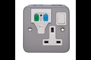 13A 30mA SRCD Passive 1 Gang Double Pole Switched Metalclad Socket