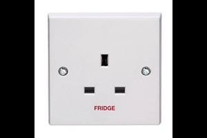 13A 1 Gang Unswitched Socket Printed 'Fridge'
