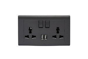 13A 2 Gang Multi Function Socket with 2 x Type A USB Ports Black
