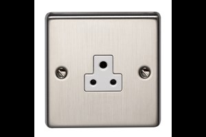 2A 1 Gang Round Pin Unswitched Socket Stainless Steel Finish
