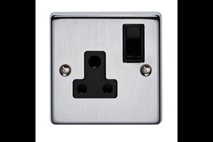 5A 1 Gang Round Pin Switched Socket Satin Chrome Finish