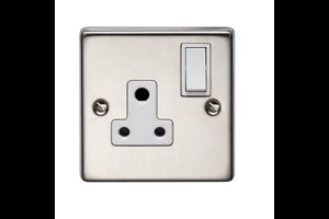 5A 1 Gang Round Pin Switched Socket Stainless Steel Finish