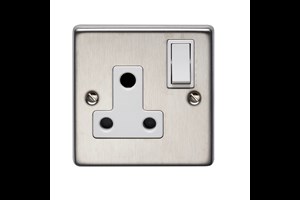 15A 1 Gang Round Pin Switched Socket Stainless Steel Finish