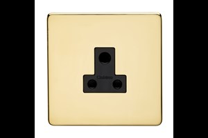 5A 1 Gang Round Pin Unswitched Socket Polished Brass Finish