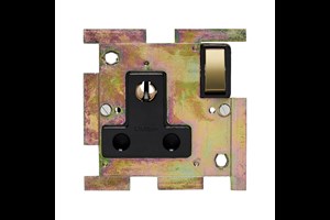15A 1 Gang Round Pin Switched Socket Interior Polished Brass Finish Rocker