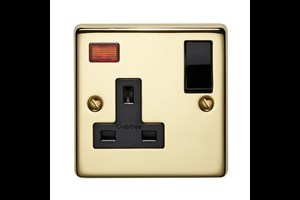 13A 1 Gang Single Pole Switched Socket With Neon Polished Brass Finish