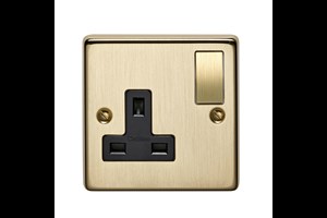 13A 1 Gang Single Pole Switched Socket With Metal Rocker Bronze Finish
