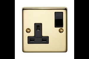 13A 1 Gang Double Pole Switched Socket Polished Brass Finish