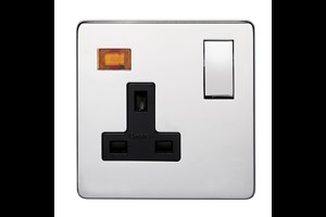 13A 1 Gang Double Pole Switched Socket With Neon Highly Polished Chrome Finish