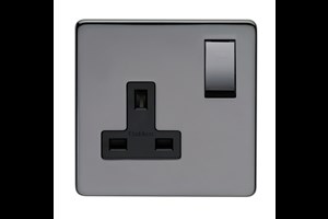 13A 1 Gang Double Pole Switched Socket Black Nickel Finish