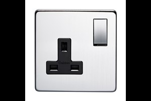 13A 1 Gang Double Pole Switched Socket Satin Chrome Finish