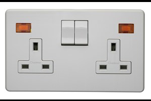 13A 2 Gang Double Pole Switched Socket With Neon