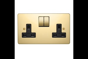 13A 2 Gang Double Pole Switched Socket Polished Brass Finish