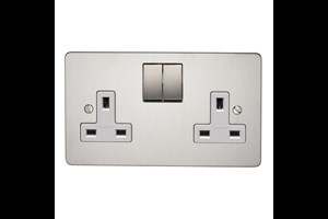 13A 2 Gang Double Pole Switched Socket Stainless Steel Finish