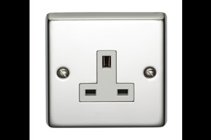 13A 1 Gang Unswitched Socket Polished Steel Finish