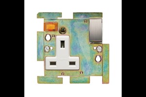 13A 1 Gang Double Pole Switched Socket Interior With Neon Stainless Steel Finish Rocker