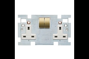 13A 2 Gang Double Pole Switched Socket Interior Polished Brass Finish Rockers