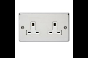 13A 2 Gang Unswitched Socket Polished Steel Finish