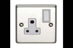 5A 1 Gang Single Pole Round 3 Pin Socket Stainless Steel Finish