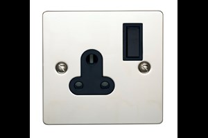 5A 3 Pin Switched Socket Black Interior Polished Steel Finish