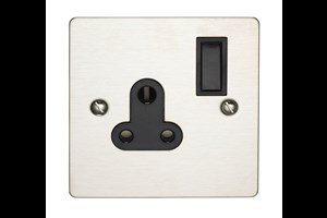 5A 3 Pin Switched Socket Black Interior Stainless Steel Finish