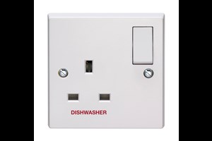 13A 1 Gang Double Pole Switched Socket Printed 'Dishwasher'