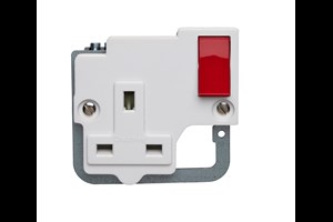 13A 1 Gang Double Pole Switched Socket With Red Rocker Interior
