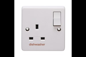 13A 1 Gang Double Pole Switched Socket Printed 'Dish Washer'