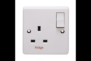 13A 1 Gang Double Pole Switched Socket Printed 'Fridge'