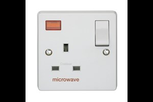 13A 1 Gang Double Pole Switched Socket With Neon Printed 'Microwave'