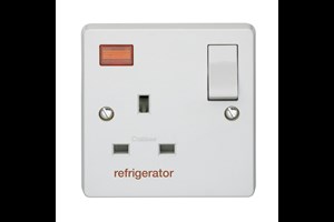 13A 1 Gang Double Pole Switched Socket With Neon Printed 'Refrigerator'