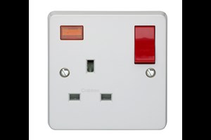 13A 1 Gang Double Pole Switched Socket With Neon Twin Earth and Red Rocker