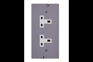 Britmac Accessory Plate 13A 2 Gang Unswitched Socket Twin Earth
