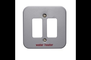2 Gang Surface Metalclad Grid Cover Plate Printed 'Water Heater'