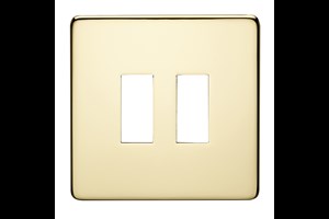 2 Gang Low Profile Grid Cover Plate Polished Brass Finish