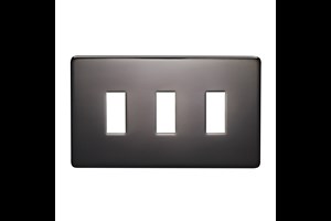 3 Gang Low Profile Grid Cover Plate Black Nickel Finish