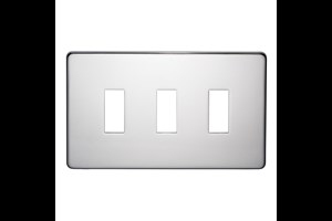 3 Gang Low Profile Grid Cover Plate Highly Polished Chrome Finish