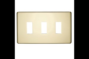 3 Gang Low Profile Grid Cover Plate Polished Brass Finish