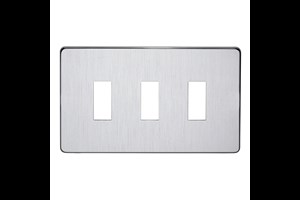 3 Gang Low Profile Grid Cover Plate Satin Chrome Finish