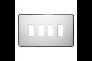 4 Gang Low Profile Grid Cover Plate Highly Polished Chrome Finish