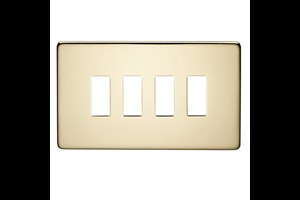 4 Gang Low Profile Grid Cover Plate Polished Brass Finish