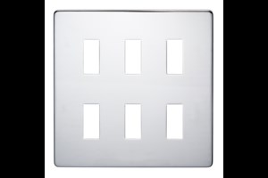 6 Gang Low Profile Grid Cover Plate Highly Polished Chrome Finish