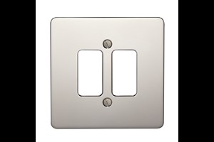 2 Gang Flat Plate Grid Cover Plate Polished Stainless Steel Finish