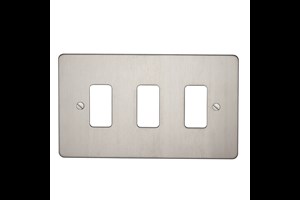 3 Gang Flat Plate Grid Cover Plate Stainless Steel Finish