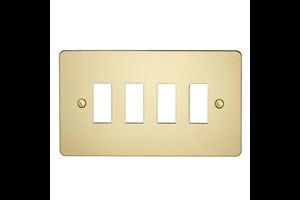 4 Gang Flat Plate Grid Cover Plate Polished Brass Finish