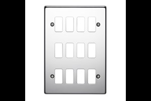 12 Gang Flush Grid Cover Plate Highly Polished Chrome Finish