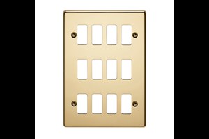 12 Gang Flush Grid Cover Plate Polished Brass Finish