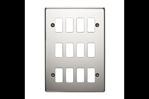 12 Gang Flush Grid Cover Plate Polished Stainless Steel Finish