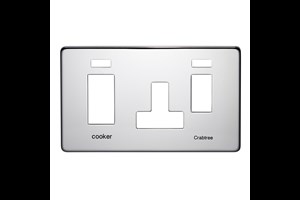 45A Cooker Control Unit With 13A Socket Plate With Neon Highly Polished Chrome Finish