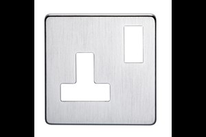 13A 1 Gang Double Pole Switched Socket Plate Satin Chrome Finish
